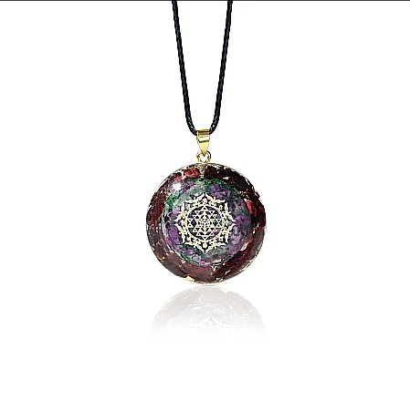 Colier cu pandantiv Orgonic Energetic cu cristale de epidot si granat pentru protectie si meditatie [2]