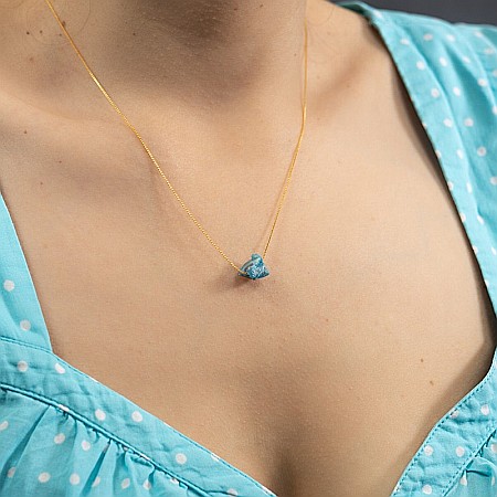 Colier delicat cu piatra naturala de Apatit, Dara, placat cu aur de 18K [4]