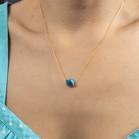 Colier delicat cu piatra naturala de Apatit, Dara, placat cu aur de 18K [10]