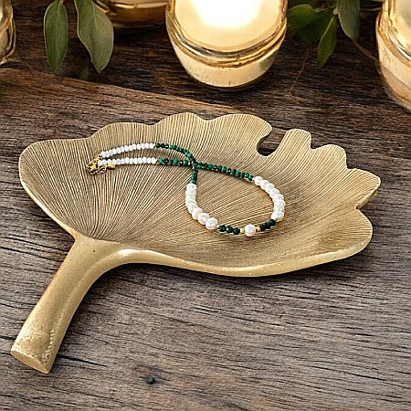 Colier din Perle de Cultura si Malachit natural Etienne cu inchidere din argint placat cu aur [4]