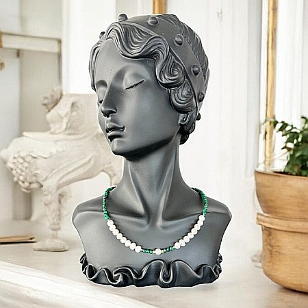 Lanturi / Coliere - Colier din Perle de Cultura si Malachit natural Etienne cu inchidere din argint placat cu aur