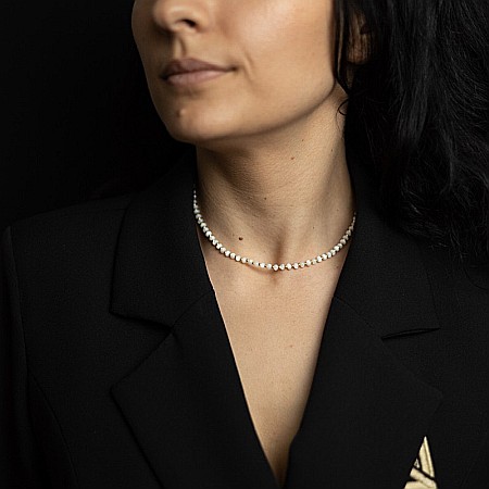 Colier din perle Mother of Pearls, Chocker Kamia cu inchizatoare din cupru, placat cu aur de 18K