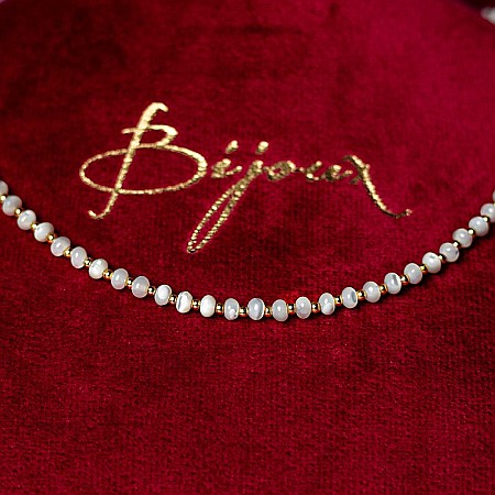 Colier din perle Mother of Pearls, Chocker Kamia cu inchizatoare din cupru, placat cu aur de 18K [3]