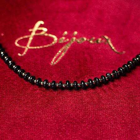 Colier din pietre semipretioase Agat Negru, Chocker Kamia cu inchizatoare din cupru, placat cu aur de 18K [8]