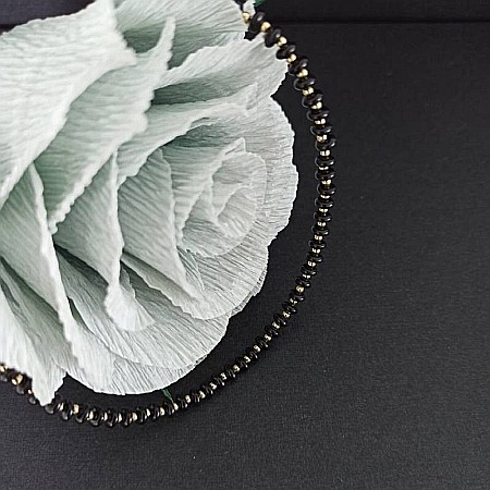 Colier din pietre semipretioase Agat Negru, Chocker Kamia cu inchizatoare din cupru, placat cu aur de 18K [6]