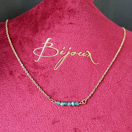 Colier dragut cu margelute mici de piatra semipretioasa de apatit, Ehan, placat cu aur de 18K [5]