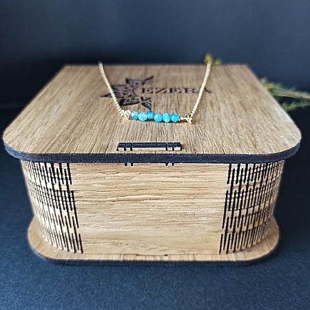 Colier dragut cu margelute mici de piatra semipretioasa de apatit, Ehan, placat cu aur de 18K [6]