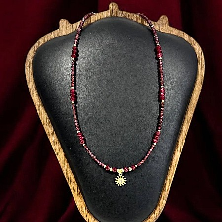 Lanturi / Coliere - Colier elegant din cristale de Granat și Rubin natural cu Argint 925