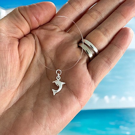 Colier fir transparent cu pandantiv delfin din argint 925 [1]