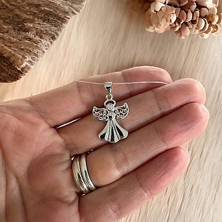 Colier fir transparent cu pandantiv inger din argint 925 [1]