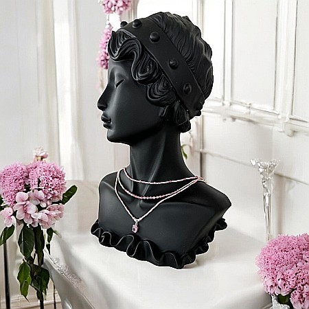 Lanturi / Coliere - Colier handmade in 3 straturi roz Aziza cu Miyuki, turmalina si argint