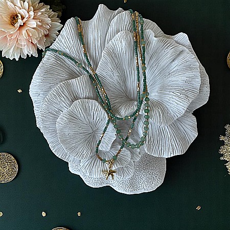 Colier handmade in 3 straturi verde Safyia cu Miyuki, Jad Verde si argint [2]