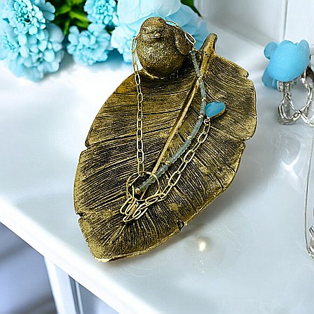 Colier lariat cu piatra naturala calcedonie albastra in forma de lacrima placat cu aur [5]