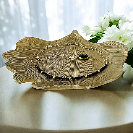 Colier lariat cu piatra naturala onix negru in forma de lacrima placat cu aur [6]