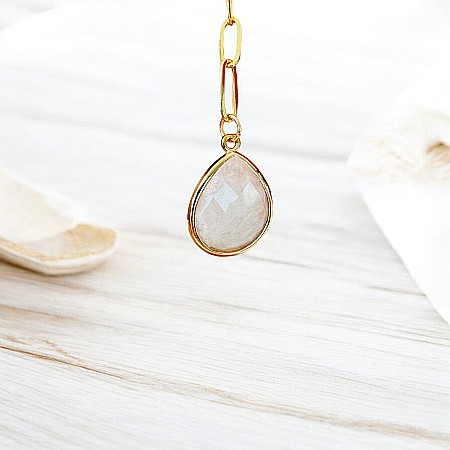 Colier lariat Kira cu piatra lunii in forma de lacrima placat cu aur [2]