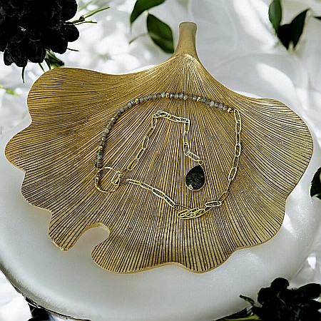 Colier lariat Kira cu piatra naturala labradorit in forma de lacrima placat cu aur [3]