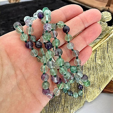 Colier Mala 108 margele din cristale de Fluorit si Cuart cu Varf de Cristal de Stanca [8]