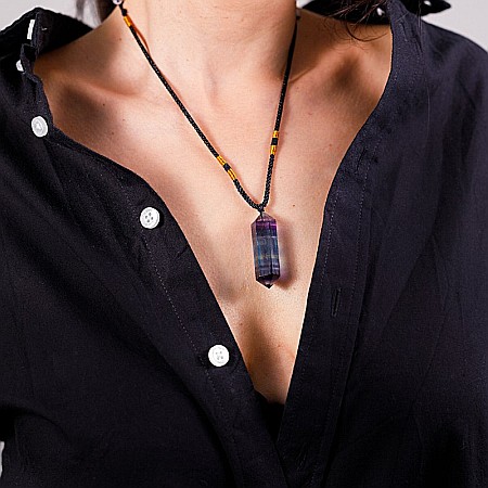 Colier Mani reglabil, cu varf dublu de Fluorit [10]