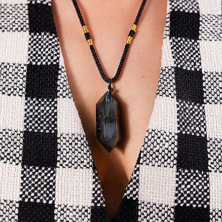 Colier Mani reglabil, cu varf dublu de Labradorit [7]