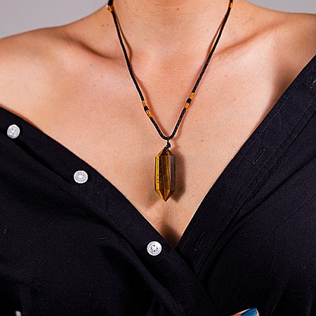 Colier Mani reglabil, cu varf dublu de Ochi de Tigru [8]