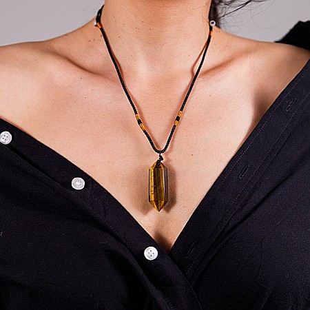 Colier Mani reglabil, cu varf dublu de Ochi de Tigru [2]