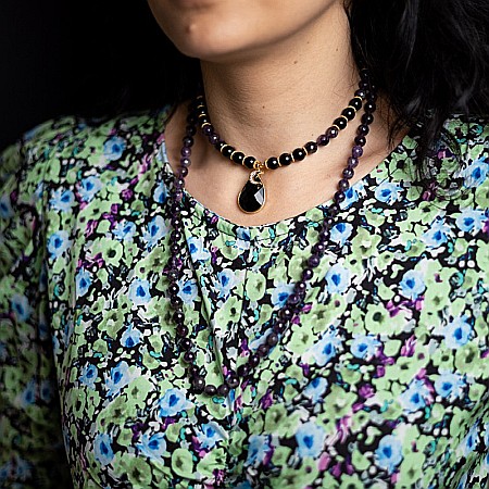 Colier Mantra Mala Kiaan, cu 108 margele Mala, pietre semipretioase de Ametist si Onix [11]