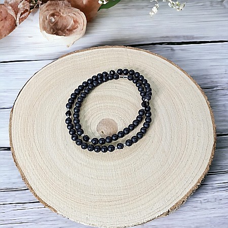 Colier margele barbati Amadi din Agat Negru si Onix cu accesorii din inox si inchidere magnetica [6]