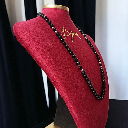 Colier margele barbati Amadi din Agat Negru si Onix cu accesorii din inox si inchidere magnetica [3]