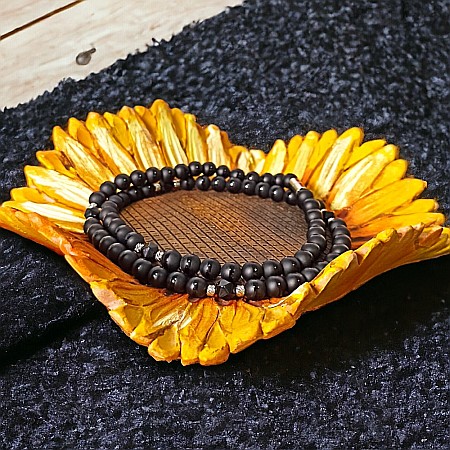 Coliere barbati - Colier margele barbati Amadi din Agat Negru si Onix cu accesorii din inox si inchidere magnetica