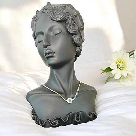 Colier margele Miyuki si Turcoaz African Enlai, cu Evil Eye, placat cu aur [7]