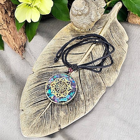 Colier orgonit Etan cu cristale de turcoaz și ochi de tigru - Generator de energie [3]