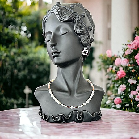 Lanturi / Coliere - Colier perle elegant Nora cu Jad verde, Piatra Soarelui si Granat din argint 925 placat cu aur.