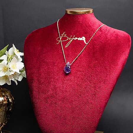 Colier pietre naturale Kalindi din Ametist brut, placat cu aur de 18K [2]