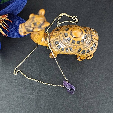 Colier pietre naturale Kalindi din Ametist brut, placat cu aur de 18K [5]