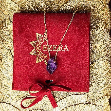 Colier pietre naturale Kalindi din Ametist brut, placat cu aur de 18K [3]