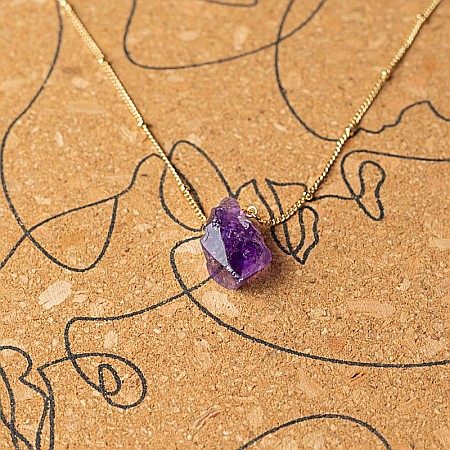 Colier pietre naturale Kalindi din Ametist brut, placat cu aur de 18K [7]