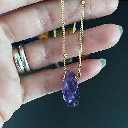 Colier pietre naturale Kalindi din Ametist brut, placat cu aur de 18K [6]