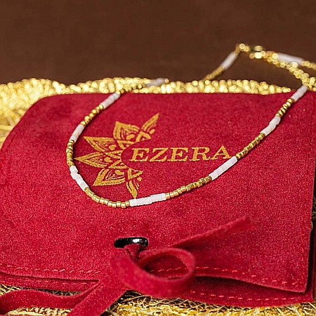 Colier pietre semipretioase Cuart Roz, choker pietre naturale elegant Vania cu Sunstone Miyuki Seed, placat cu aur 18 K [1]