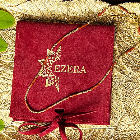 Colier pietre semipretioase Jasp Rosu, choker pietre naturale elegant Vania, Sunstone Miyuki Seed, placat cu aur 18 K [5]