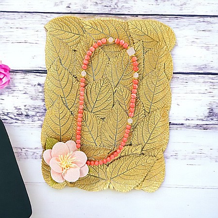 Colier pietre semipretioase Karissa din Coral si Cuart Roz cu argint 925 [7]