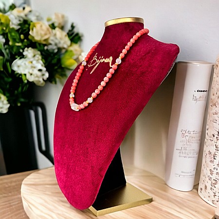 Colier pietre semipretioase Karissa din Coral si Cuart Roz cu argint 925 [8]