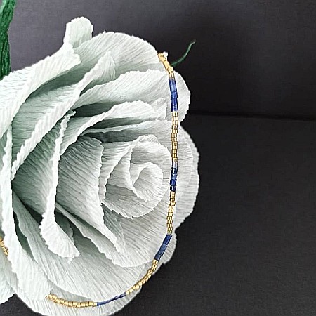 HOT! Colier pietre semipretioase Sodalit, choker pietre naturale elegant Vania, placat cu aur de 18K [3]