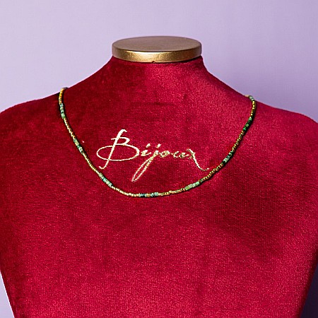 HOT! Colier pietre semipretioase Turcoaz African, choker placat cu aur 18 K, pietre naturale elegant Vania cu Sunstone Miyuki [6]