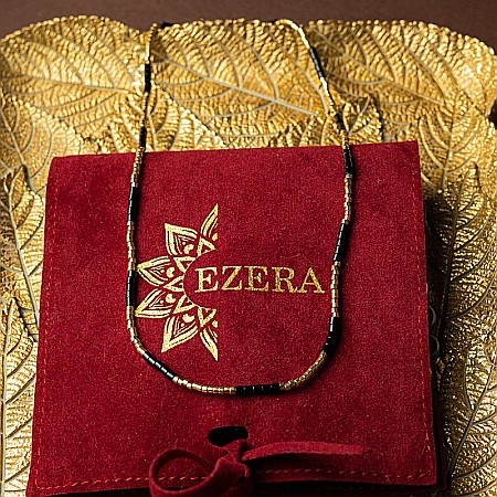 Colier placat cu aur 18 K, pietre semipretioase choker pietre naturale Agat Negru si Sunstone Miyuki Seed, elegant Vania [5]