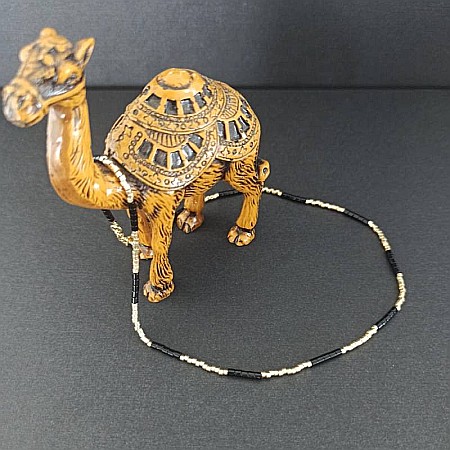 Colier placat cu aur 18 K, pietre semipretioase choker pietre naturale Agat Negru si Sunstone Miyuki Seed, elegant Vania [4]