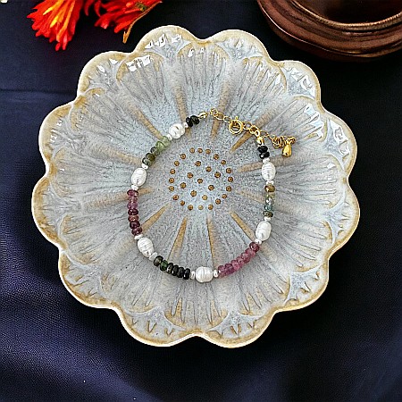 Descopera un univers fascinant al culorii- Bratara din Perle Naturale si Cristale de Turmalina Multicolora cu argint [3]