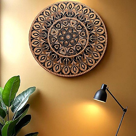 Frumusetea imperfectiunii-Tablou mandala unicat pictat manual pe suport de lemn, 60 cm [6]