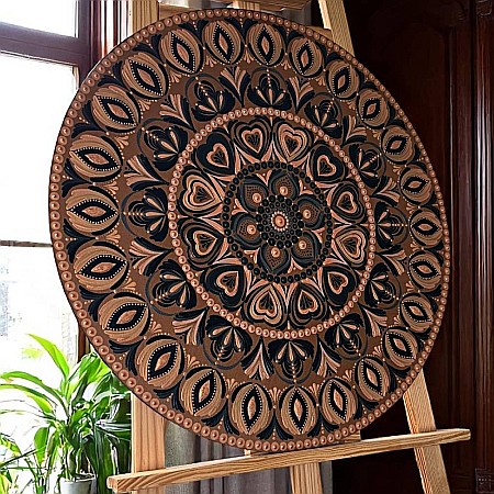 Frumusetea imperfectiunii-Tablou mandala unicat pictat manual pe suport de lemn, 60 cm [1]
