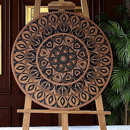 Tablouri Mandala - Frumusetea imperfectiunii-Tablou mandala unicat pictat manual pe suport de lemn, 60 cm