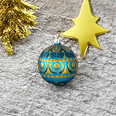 Glob Craciun pictat manual Mandala, din sticla 8 cm [1]